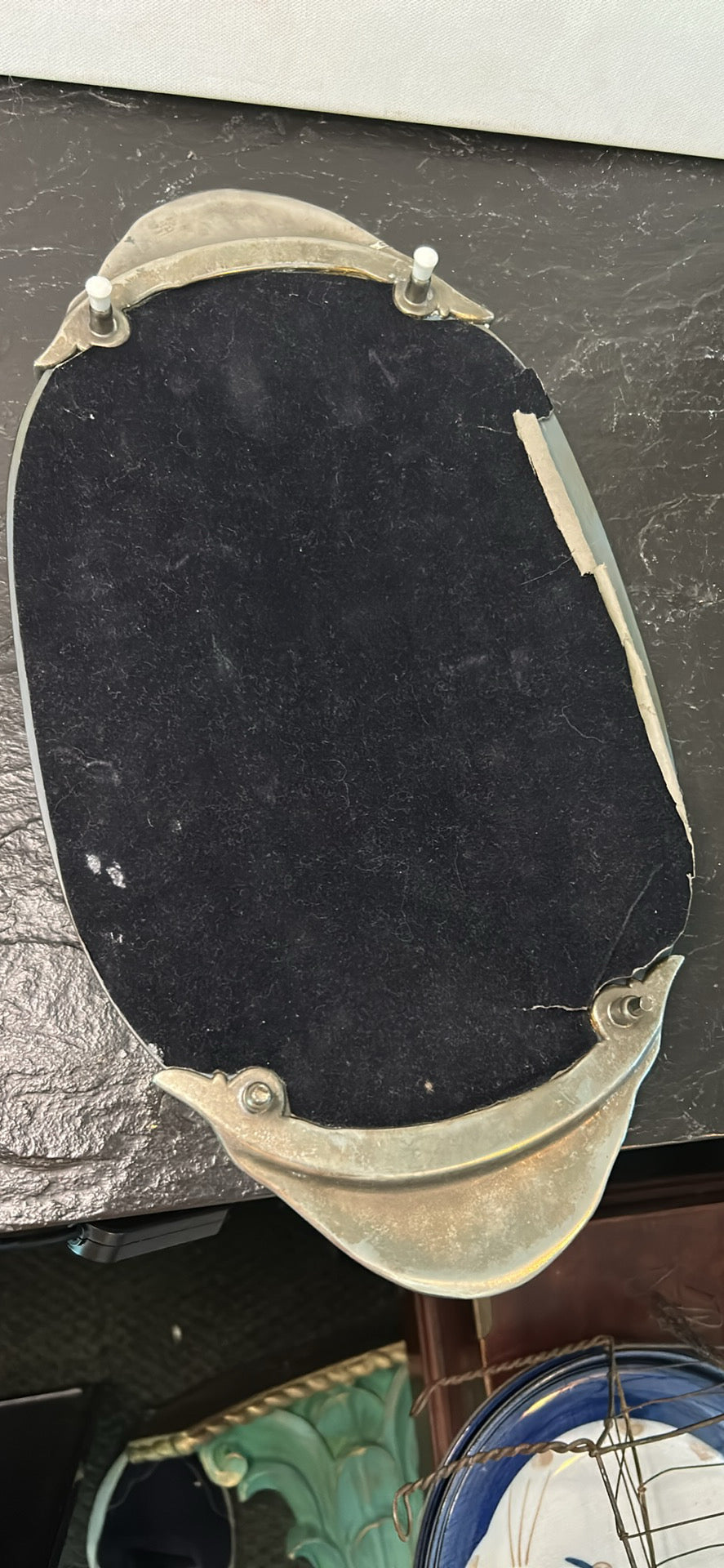 Vintage Godinger 1988 Silver Plated Oval Mirror Vanity Tray Footed 15x7.5"