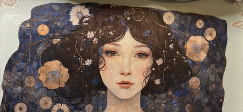 Beautiful Serene Girl | Artisan Rice Paper Decoupage Tray